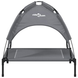 Lit pour chien avec auvent anthracite tissu Oxford et acier 