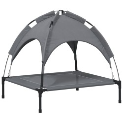 Lit pour chien avec auvent anthracite tissu Oxford et acier 