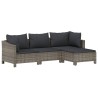 Salon de jardin 4 pcs avec coussins Gris Résine tressée 