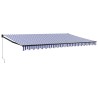 Auvent rétractable bleu et blanc 5x3 m tissu et aluminium 