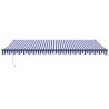 Auvent rétractable bleu et blanc 5x3 m tissu et aluminium 