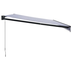 Auvent rétractable bleu et blanc 5x3 m tissu et aluminium 