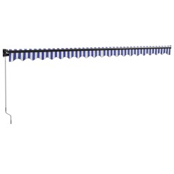 Auvent rétractable bleu et blanc 5x3 m tissu et aluminium 