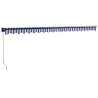 Auvent rétractable bleu et blanc 5x3 m tissu et aluminium 
