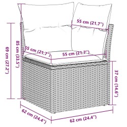Salon de jardin 4 pcs avec coussins noir résine tressée 