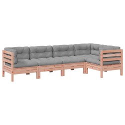 Salon de jardin 5 pcs et coussins bois massif sapin de douglas 