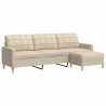 Canapé à 3 places avec repose-pieds Crème 210 cm Tissu 
