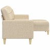 Canapé à 3 places avec repose-pieds Crème 210 cm Tissu 