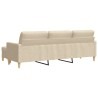 Canapé à 3 places avec repose-pieds Crème 210 cm Tissu 