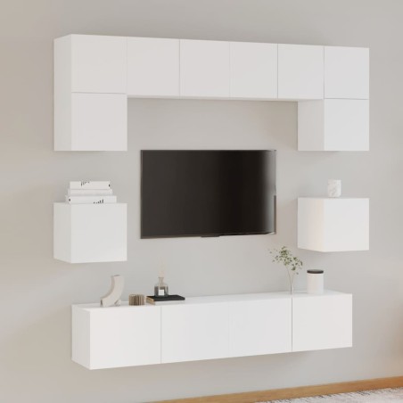 Ensemble de meubles TV 8 pcs Blanc Bois d'ingénierie 
