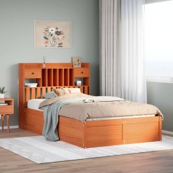 Cadre de lit sans matelas cire marron 120x200cm bois pin massif 