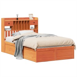 Cadre de lit sans matelas cire marron 120x200cm bois pin massif 