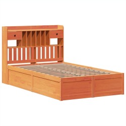 Cadre de lit sans matelas cire marron 120x200cm bois pin massif 