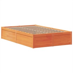 Cadre de lit sans matelas cire marron 120x200cm bois pin massif 