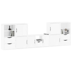 Meubles TV 5 pcs avec rangement ODDA blanc bois de pin massif 