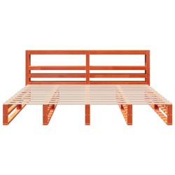 Cadre de lit sans matelas cire marron 200x200cm bois pin massif 