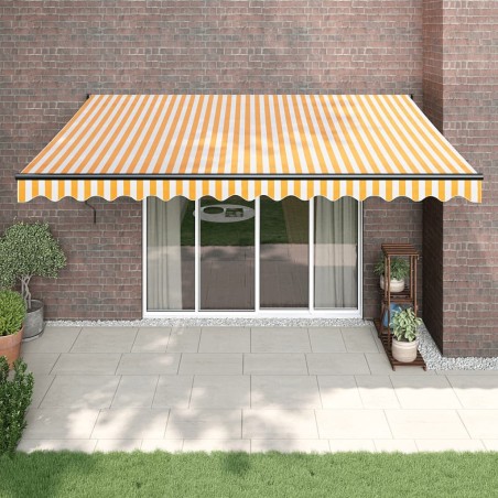 Auvent rétractable automatique jaune et blanc 4x3 m 