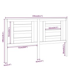 818827Tête de lit Gris 156x4x100 cm Bois de Pin Massif 