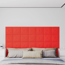 Panneaux muraux 12 pcs Rouge 30x30 cm Similicuir 1,08 m² 