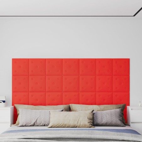 Panneaux muraux 12 pcs Rouge 30x30 cm Similicuir 1,08 m² 