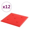 Panneaux muraux 12 pcs Rouge 30x30 cm Similicuir 1,08 m² 