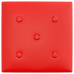 Panneaux muraux 12 pcs Rouge 30x30 cm Similicuir 1,08 m² 