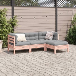 Salon de jardin 4 pcs et coussins bois massif sapin de douglas 