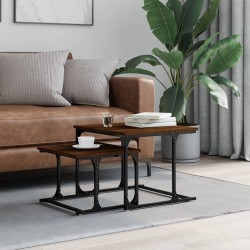 Table basse gigogne 2 pcs chêne marron bois d'ingénierie 