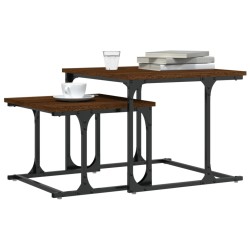 Table basse gigogne 2 pcs chêne marron bois d'ingénierie 