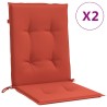 Coussins de chaise à dossier bas lot de 2 rouge mélangé tissu 