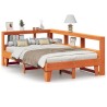 Lit bibliothèque sans matelas cire marron 140x190 cm pin massif 