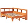 Lit bibliothèque sans matelas cire marron 140x190 cm pin massif 