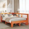 Lit bibliothèque sans matelas cire marron 140x190 cm pin massif 