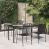 Ensemble à manger de jardin 5 pcs Noir Corde de coton et acier 