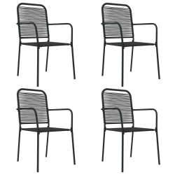 Ensemble à manger de jardin 5 pcs Noir Corde de coton et acier 