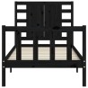 Cadre de lit sans matelas noir 100x200 cm bois massif de pin 