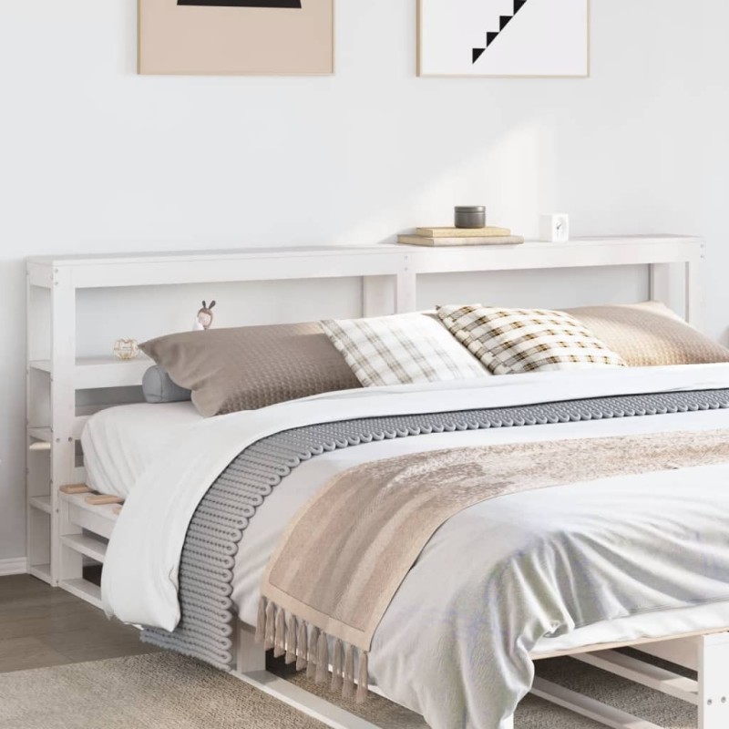 Tête de lit avec étagères blanc 180 cm bois massif de pin Tête de lit avec étagères blanc 180 cm bois massif de pin