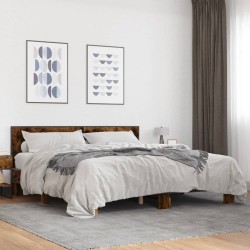 Cadre de lit sans matelas chêne fumé 200x200 cm 