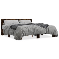Cadre de lit sans matelas chêne fumé 200x200 cm 