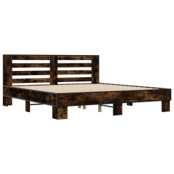Cadre de lit sans matelas chêne fumé 200x200 cm 