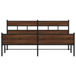 Cadre de lit en métal sans matelas chêne marron 193x203 cm 