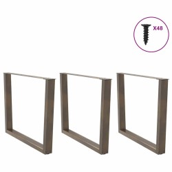 Pieds de table à manger en forme de V, 3 pièces, acier naturel, 100 x (72-73,3) cm 