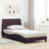 Cadre de lit avec LED sans matelas marron foncé 100x200cm tissu 