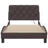 Cadre de lit avec LED sans matelas marron foncé 100x200cm tissu 