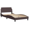Cadre de lit avec LED sans matelas marron foncé 100x200cm tissu 