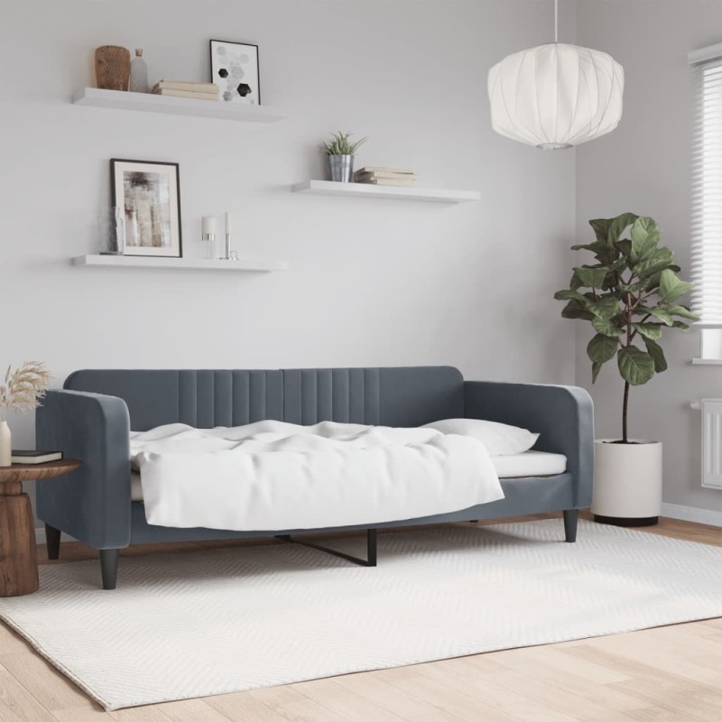 Lit de repos gris foncé 80x200 cm velours 