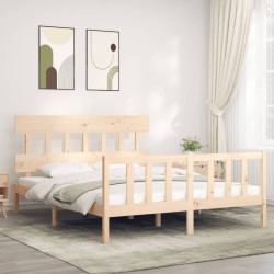 Cadre de lit sans matelas bois de pin massif 