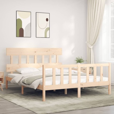 Cadre de lit sans matelas bois de pin massif 