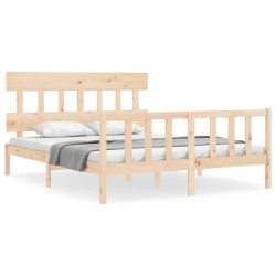 Cadre de lit sans matelas bois de pin massif 