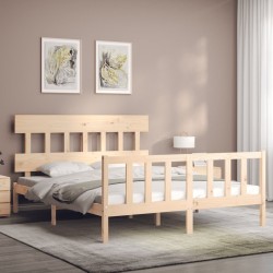 Cadre de lit sans matelas bois de pin massif 